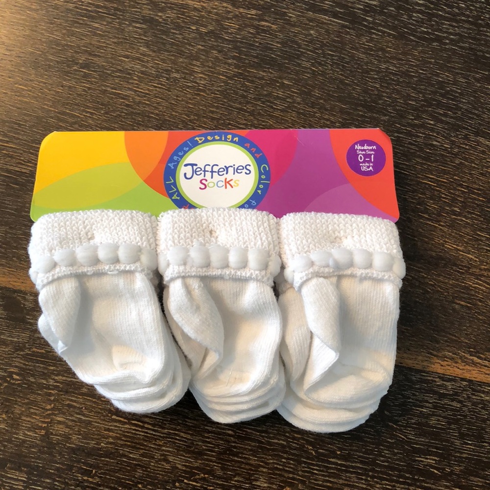 White Newborn sock